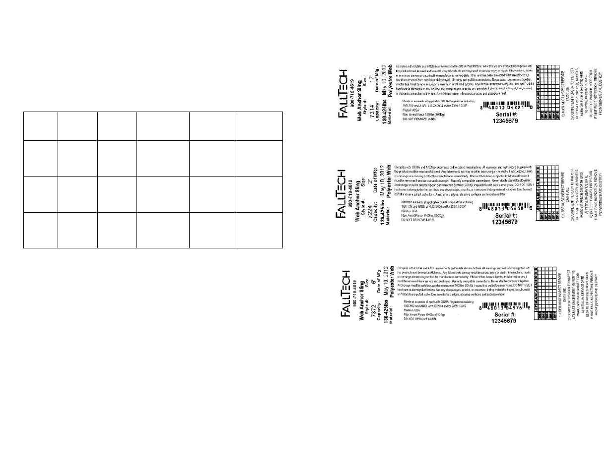 FallTech Sling Anchors User Manual | Page 50 / 52