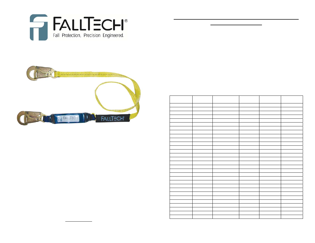 FallTech Shock-Absorbing Lanyards (SAL’s) User Manual | Page 25 / 50