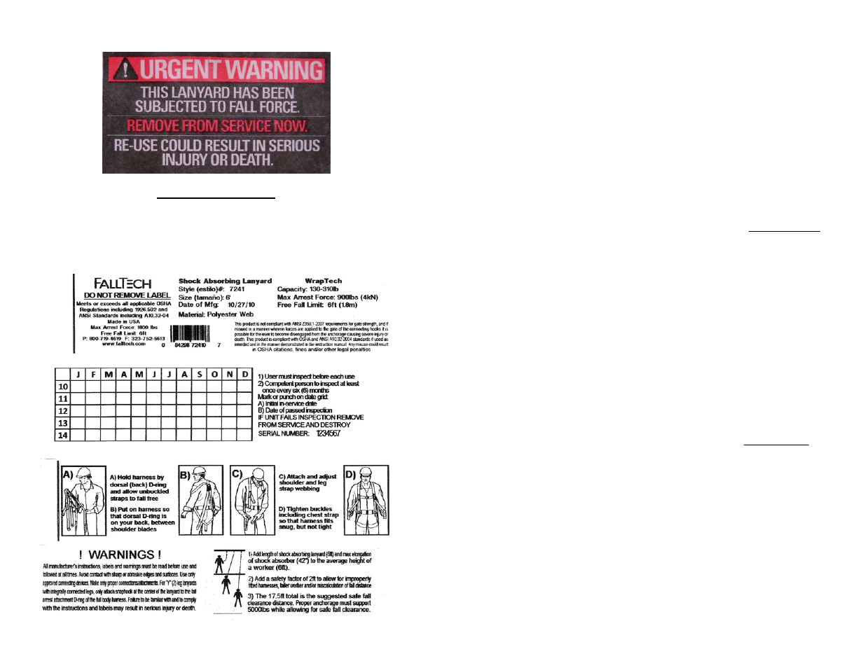 FallTech Shock-Absorbing Lanyards (SAL’s) User Manual | Page 47 / 50