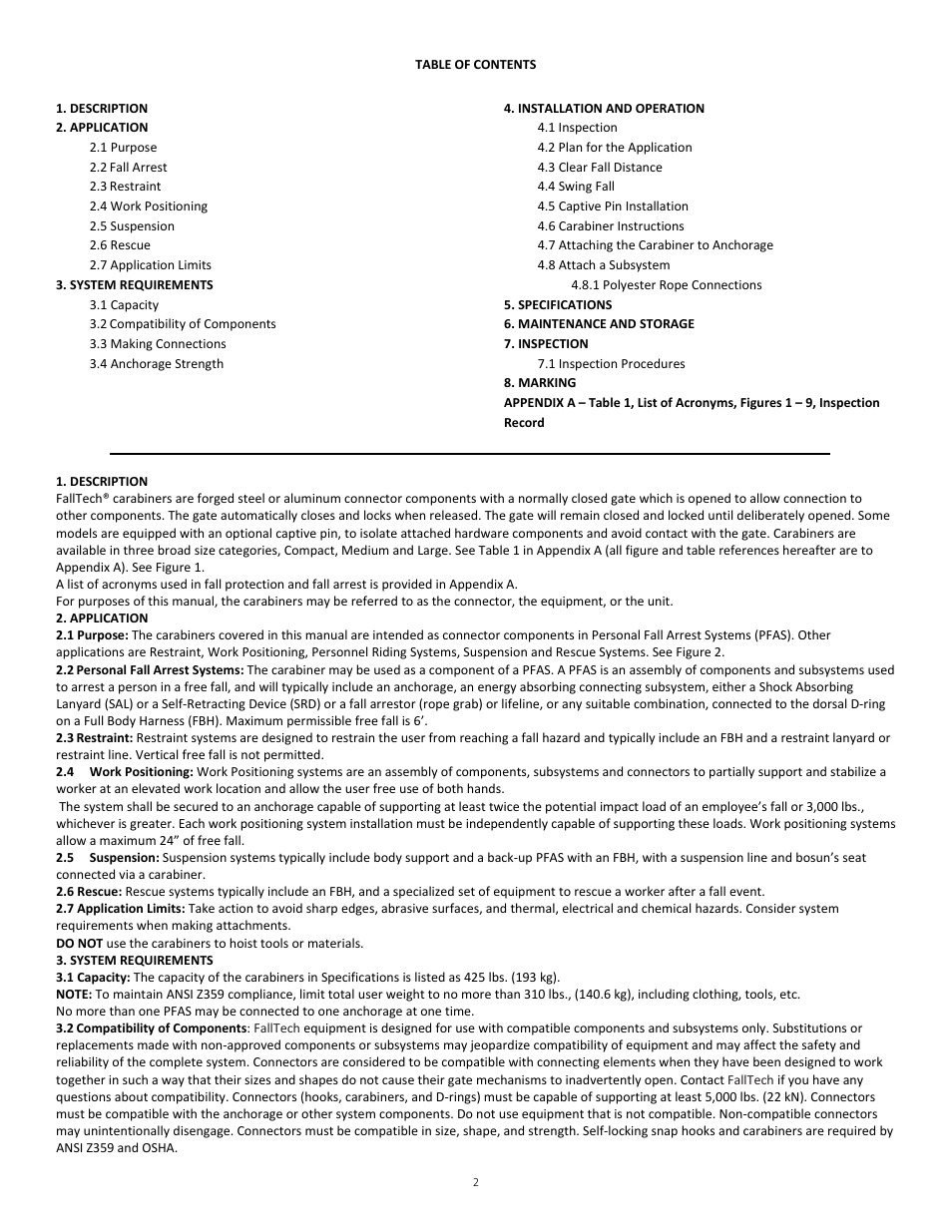 FallTech 8447A User Manual | Page 2 / 15