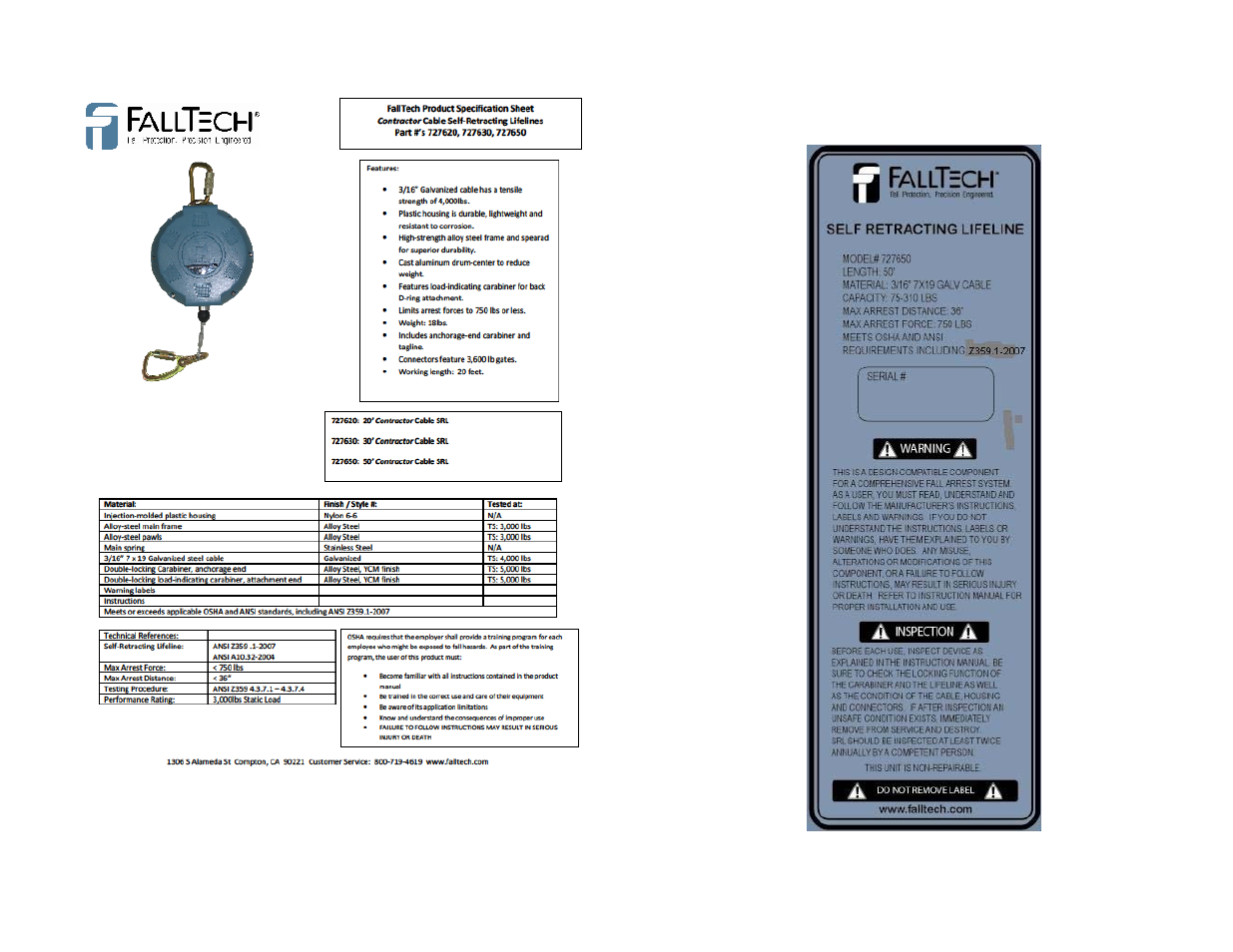 FallTech Contractor Series SRL’s User Manual | Page 15 / 36