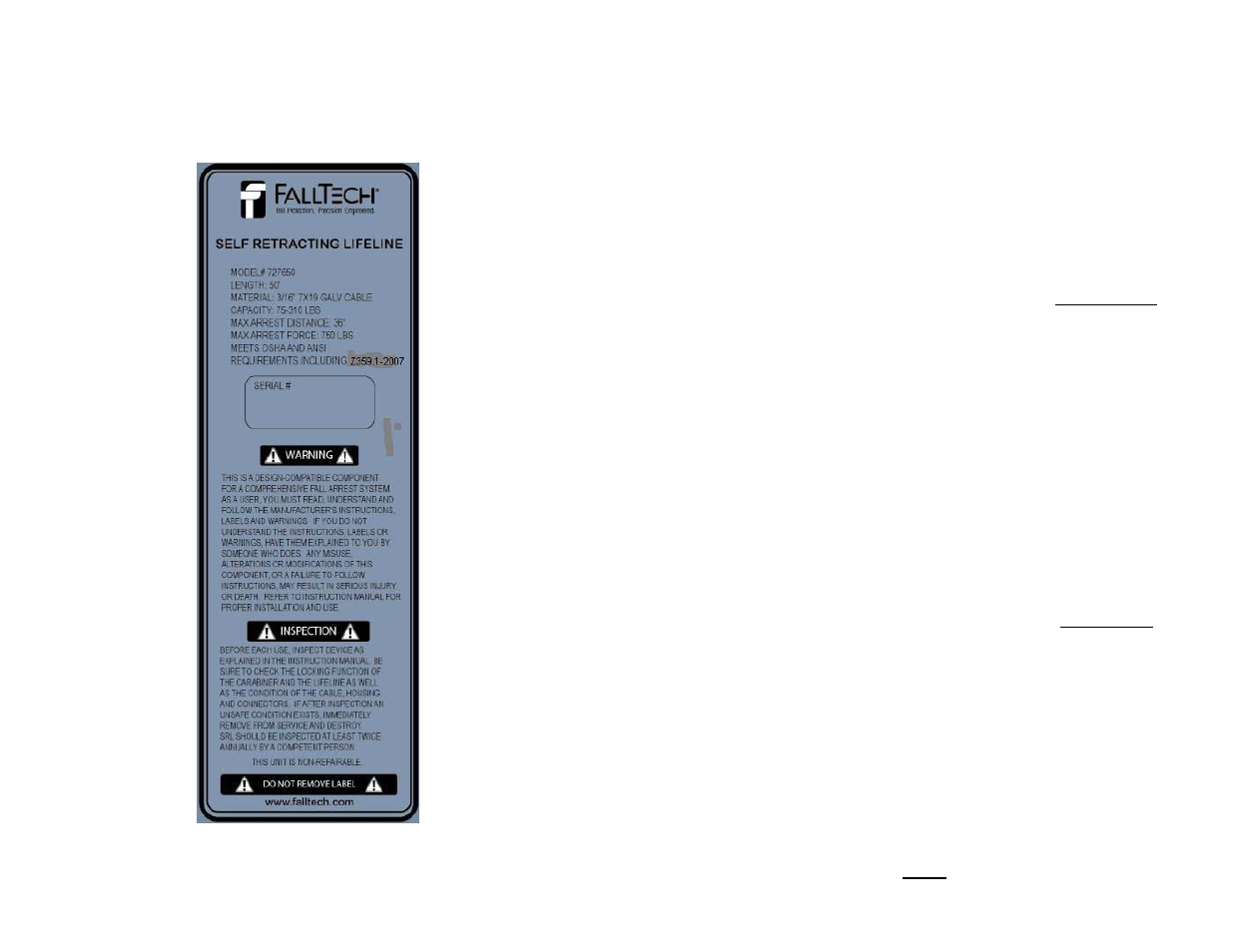 FallTech Contractor Series SRL’s User Manual | Page 33 / 36