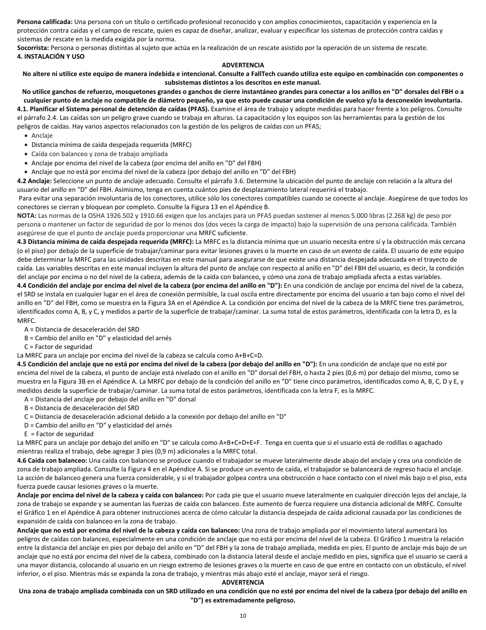 FallTech DuraTech 6' Single/Twin Self‐Retracting Device User Manual | Page 10 / 36
