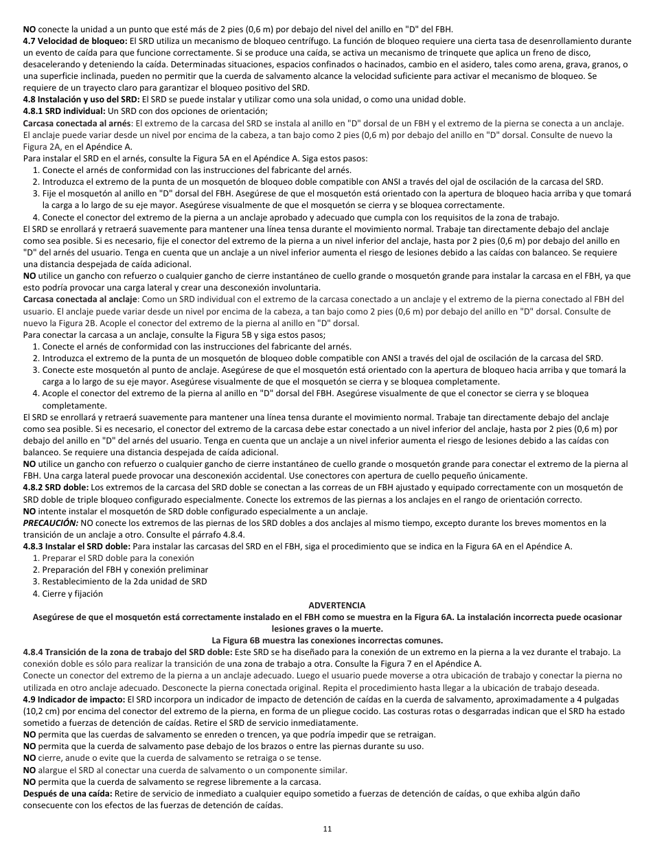 FallTech DuraTech 6' Single/Twin Self‐Retracting Device User Manual | Page 11 / 36