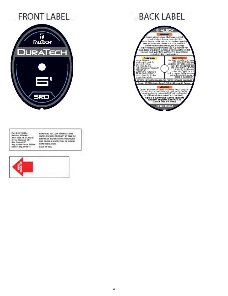 FallTech DuraTech 6' Single/Twin Self‐Retracting Device User Manual | Page 6 / 36