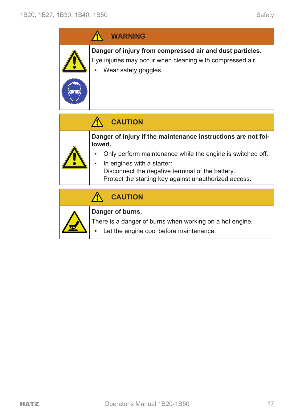 HATZ Diesel 1B 50 User Manual | Page 17 / 88