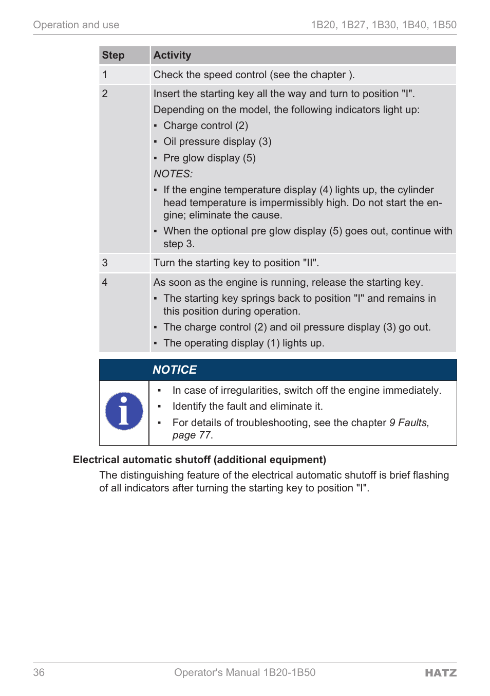 HATZ Diesel 1B 50 User Manual | Page 36 / 88