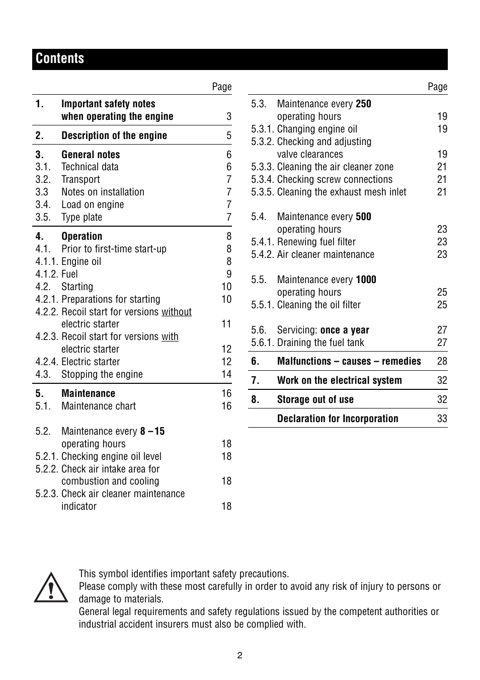 HATZ Diesel 1B50W User Manual | Page 4 / 36