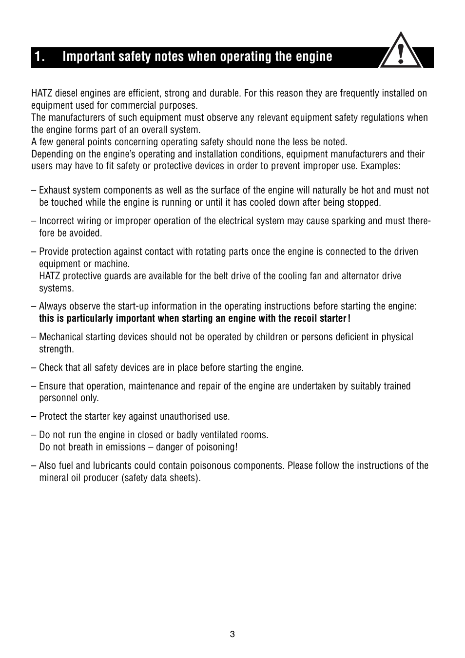 HATZ Diesel 1B50W User Manual | Page 5 / 36