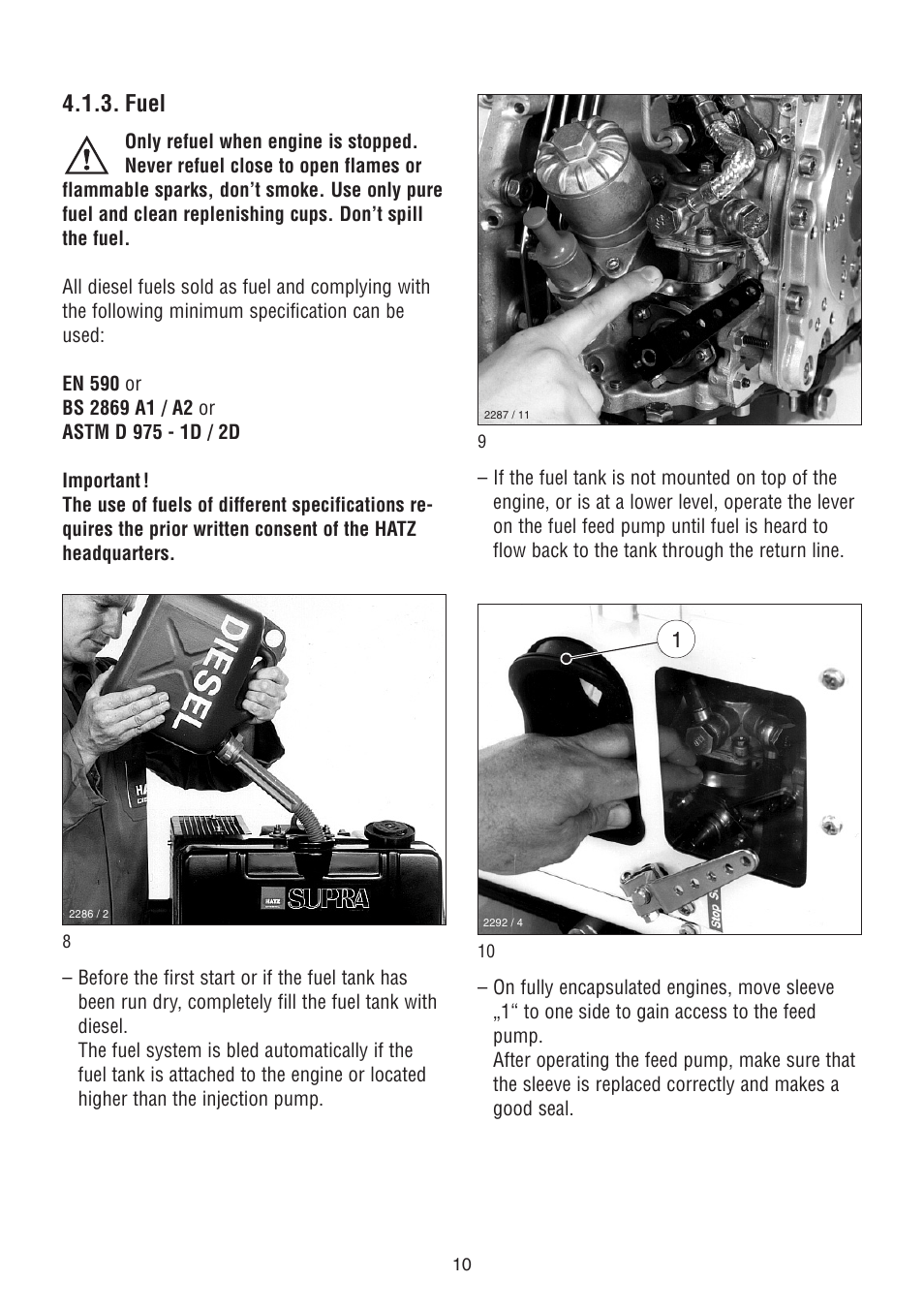 Fuel | HATZ Diesel 1D90 User Manual | Page 11 / 38