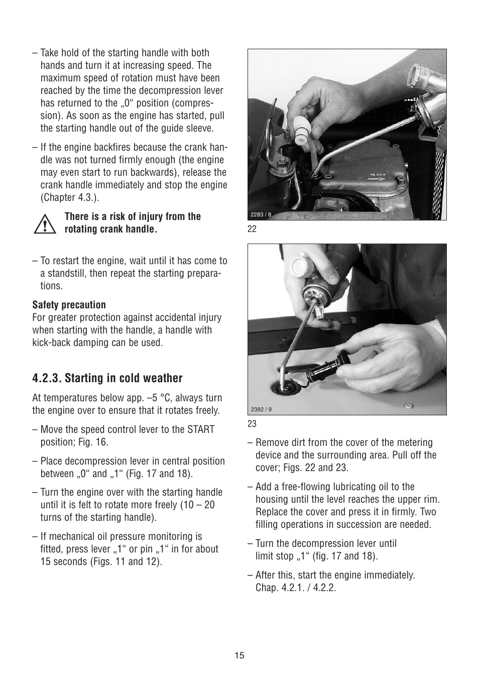 Starting in cold weather | HATZ Diesel 1D90 User Manual | Page 16 / 38