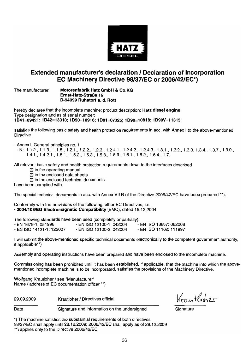 HATZ Diesel 1D90 User Manual | Page 37 / 38