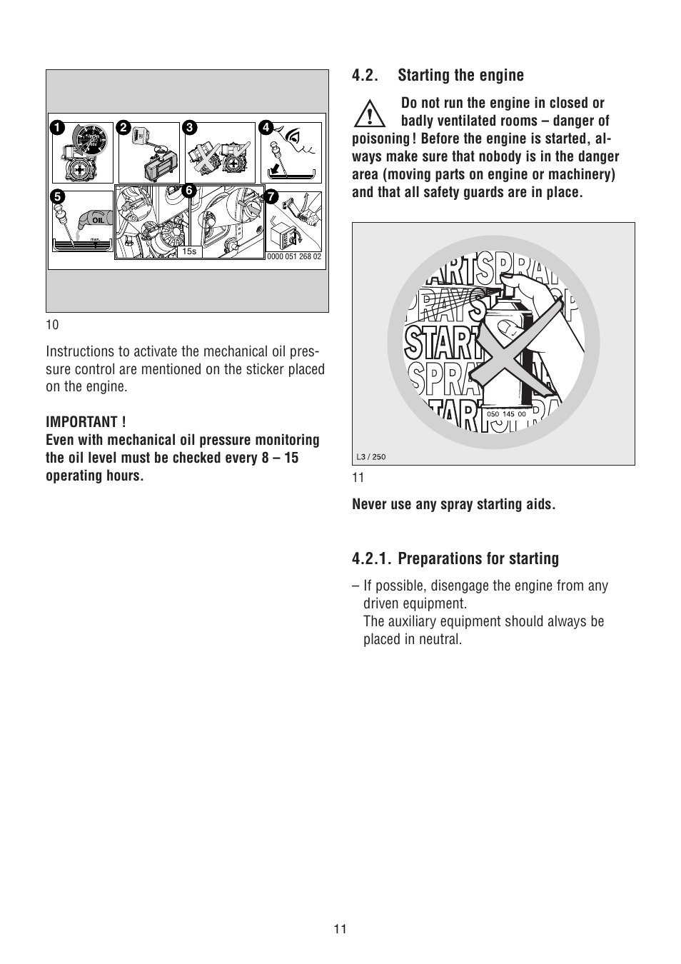 Starting the engine, Preparations for starting | HATZ Diesel 1D90W User Manual | Page 12 / 31