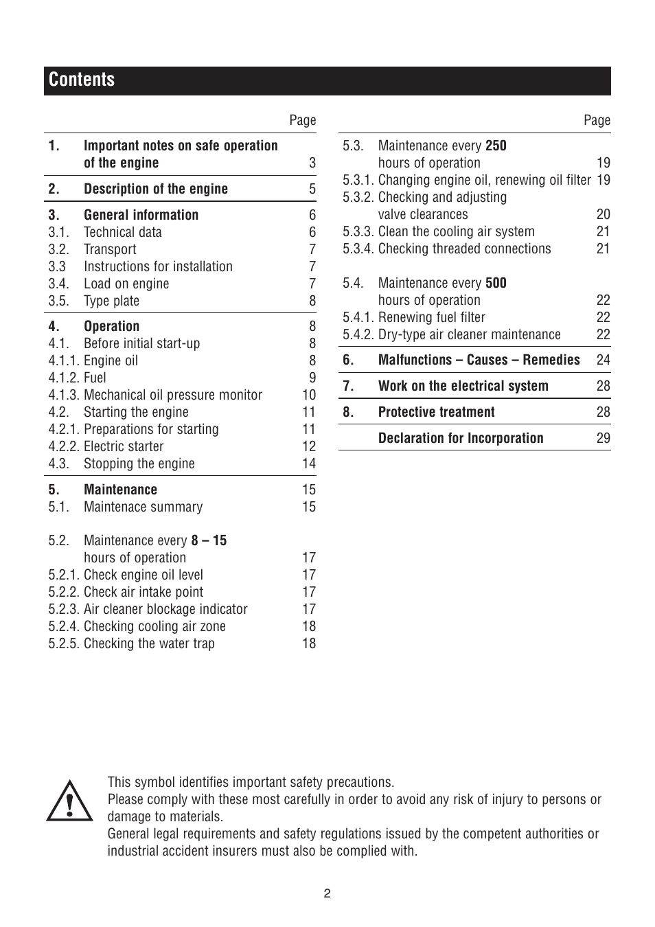 HATZ Diesel 1D90W User Manual | Page 3 / 31