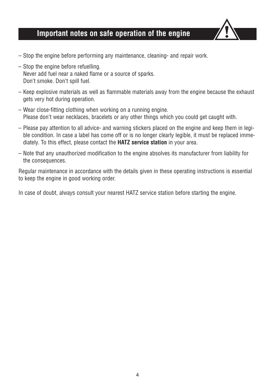 HATZ Diesel 1D90W User Manual | Page 5 / 31
