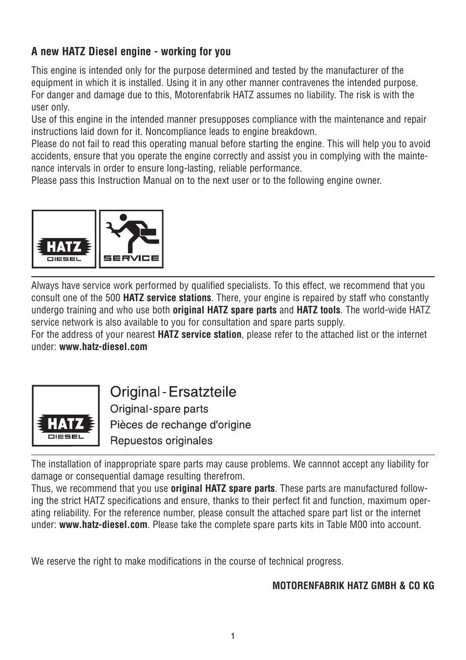 HATZ Diesel 2G40 H User Manual | Page 2 / 32