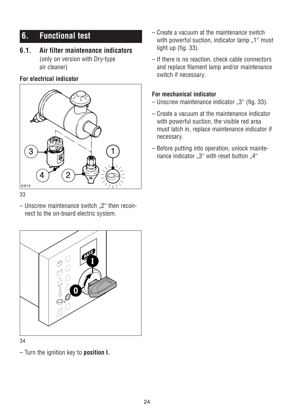 Functional test | HATZ Diesel 2G40 H User Manual | Page 25 / 32