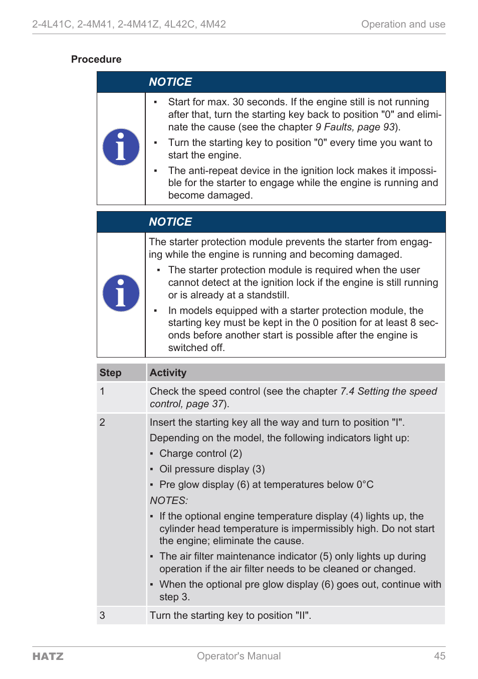 Procedure | HATZ Diesel 4M42 User Manual | Page 45 / 105