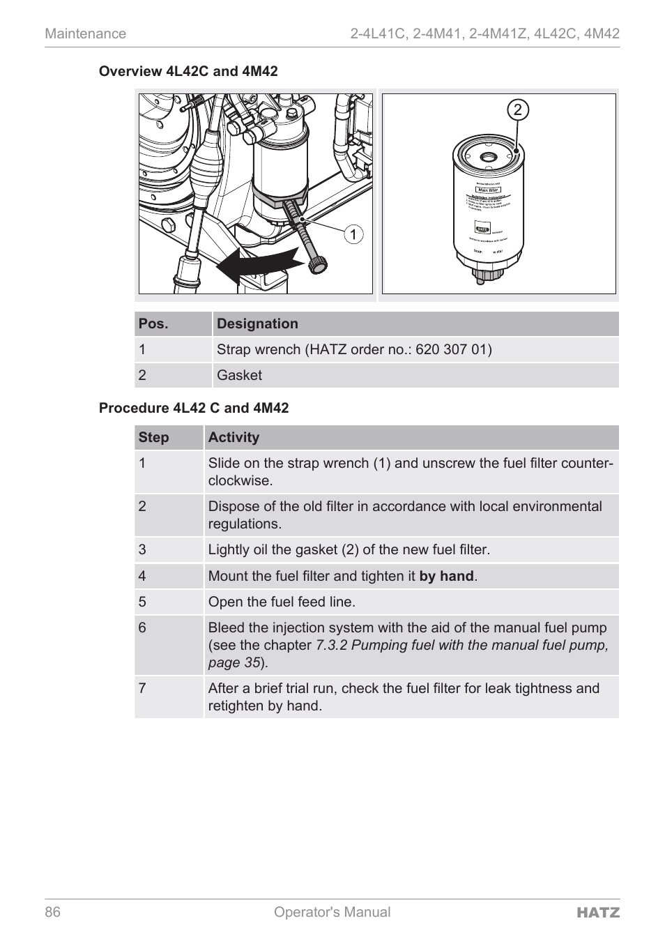 HATZ Diesel 4M42 User Manual | Page 86 / 105