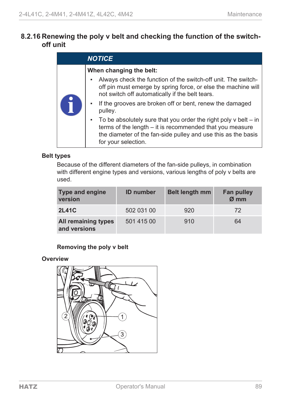 HATZ Diesel 4M42 User Manual | Page 89 / 105