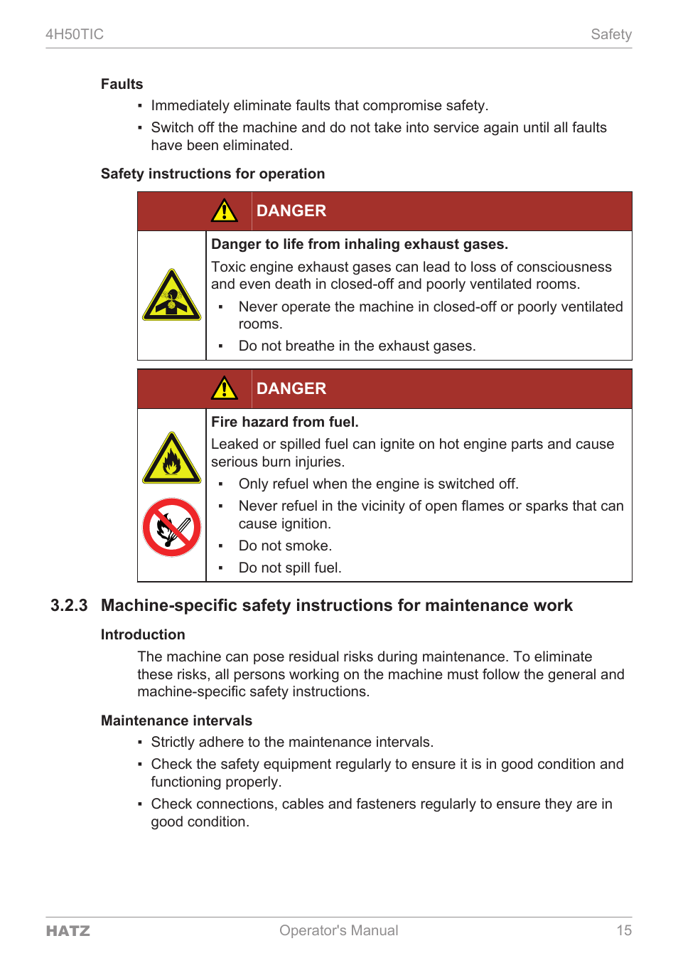 Danger | HATZ Diesel 4H50TIC User Manual | Page 14 / 96