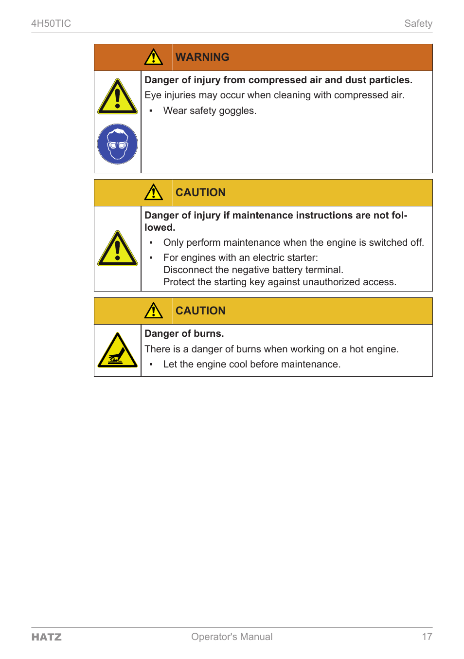 HATZ Diesel 4H50TIC User Manual | Page 16 / 96