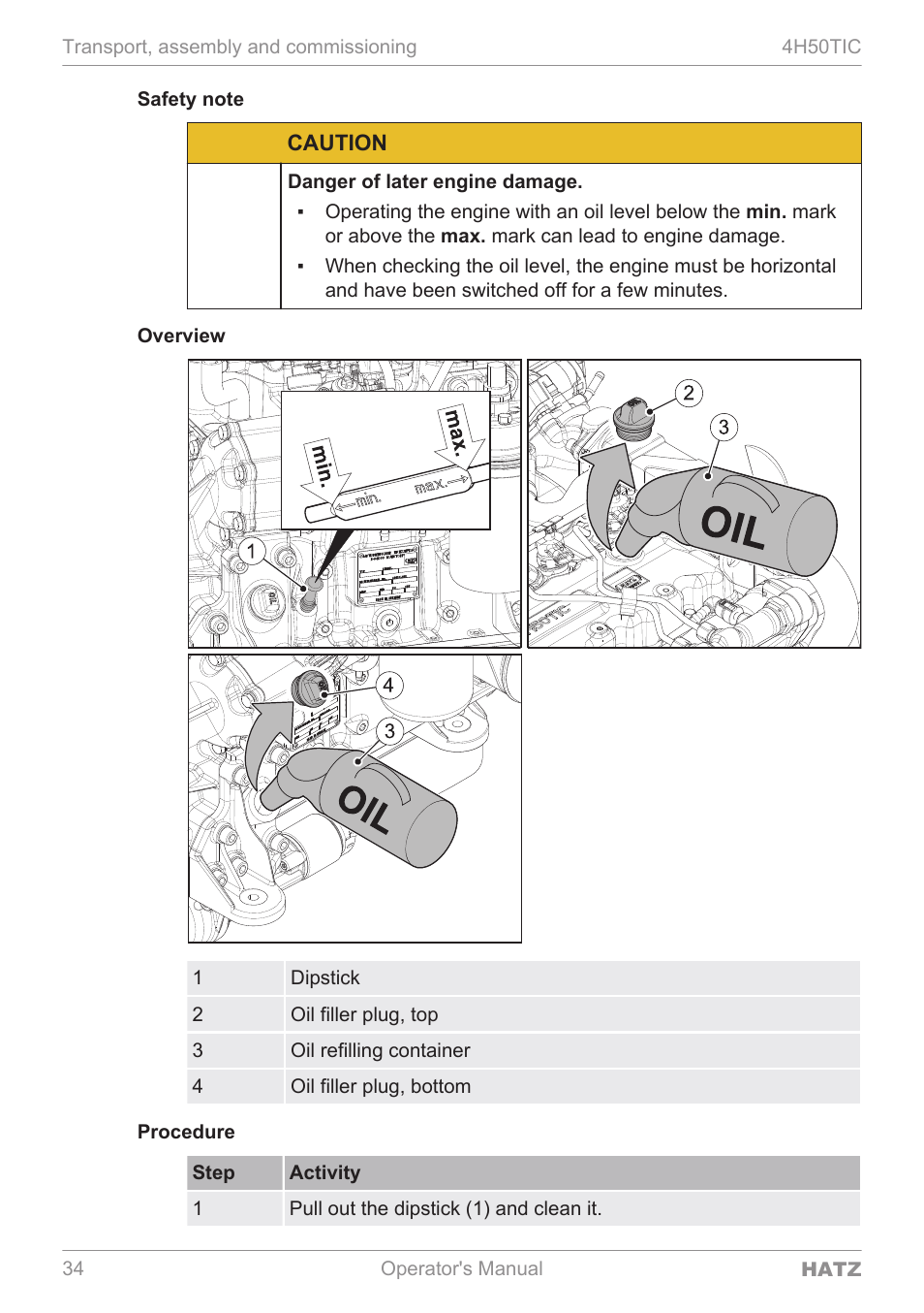 Caution | HATZ Diesel 4H50TIC User Manual | Page 33 / 96