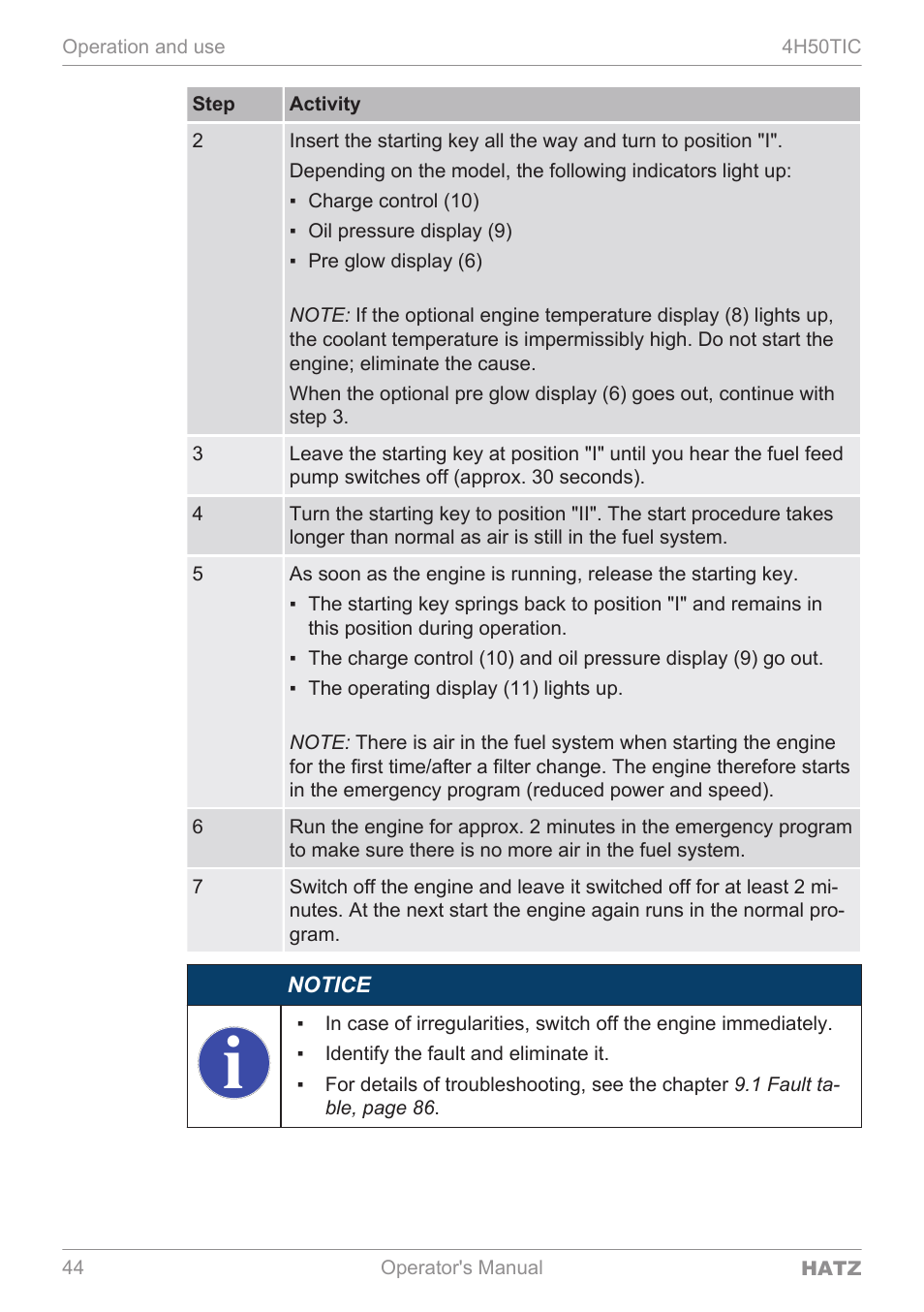 HATZ Diesel 4H50TIC User Manual | Page 43 / 96