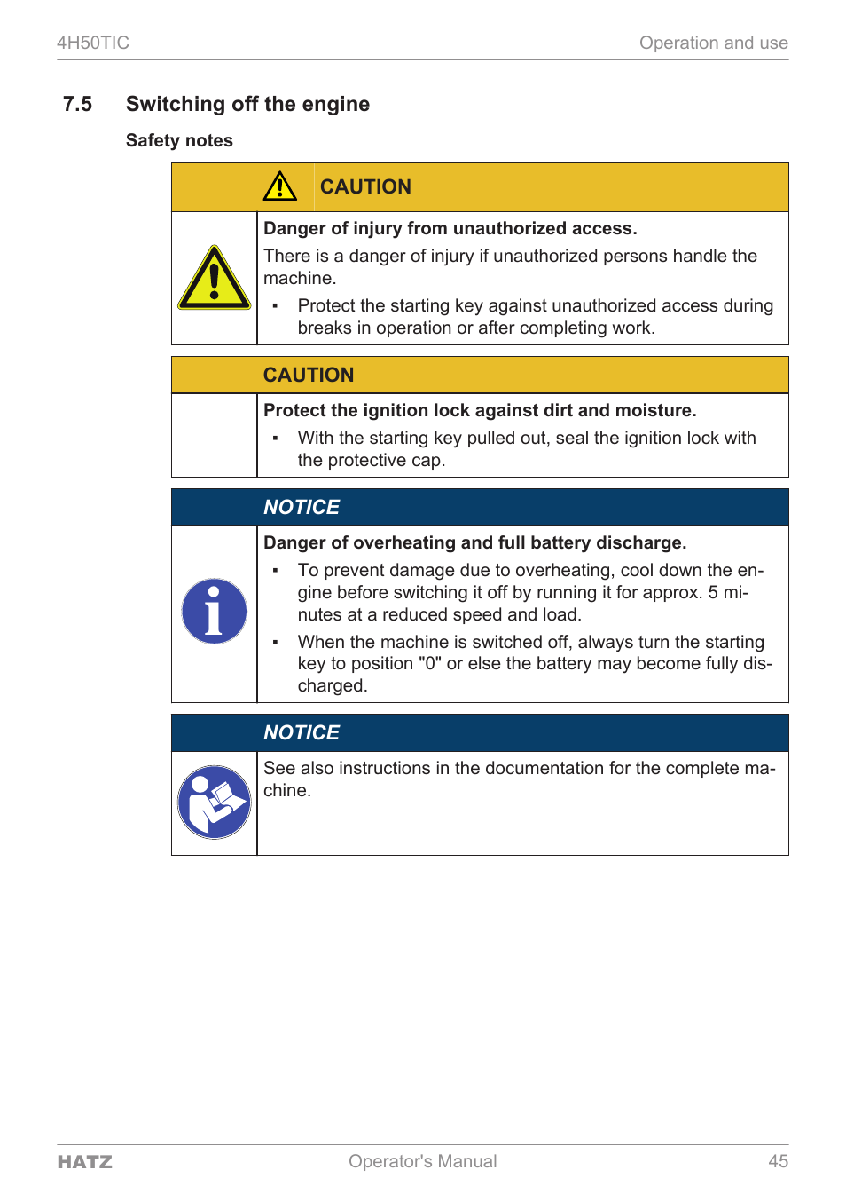 HATZ Diesel 4H50TIC User Manual | Page 44 / 96