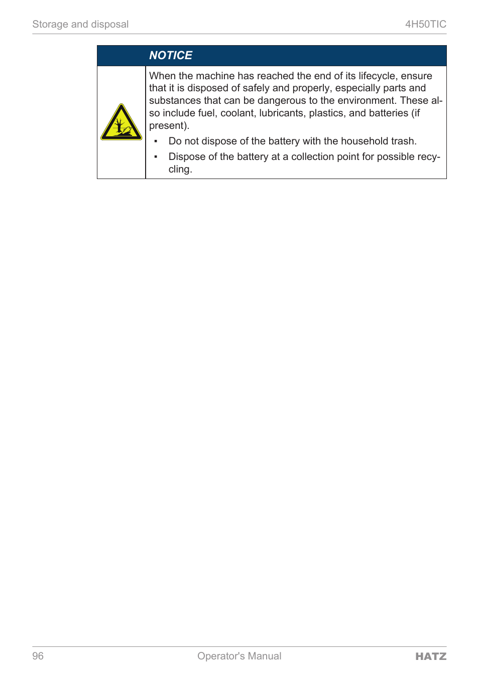 HATZ Diesel 4H50TIC User Manual | Page 95 / 96