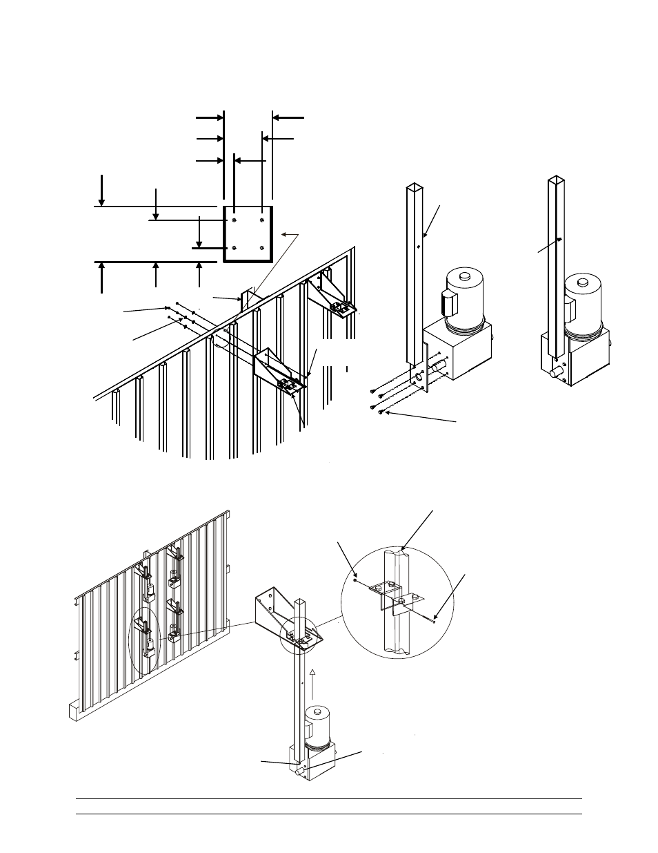 Fig. 10 attaching motor support, Fig. 9 attachment of motor mount bracket, Fig. 11 motor support arm | Hired-Hand RollSeal Rollup Curtains: ROLLUP CURTAIN SYSTEM Rev 11-05 User Manual | Page 19 / 38