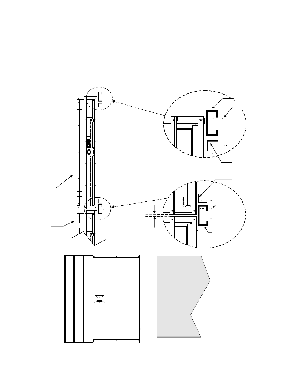 Rollup drive – single / double rack mount, Figure 8, Detail a detail b curtain bottom cabinet | Hired-Hand RollSeal Rollup Curtains: ROLLUP CURTAIN SYSTEM Rev 12-07 User Manual | Page 17 / 26