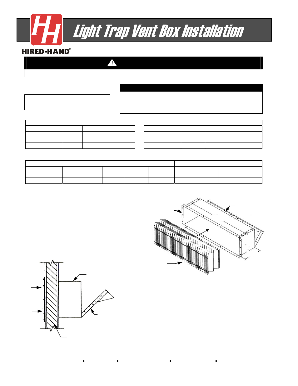 Hired-Hand Funnel Flow Fans: Light Trap Vent Box Installation User Manual | 1 page