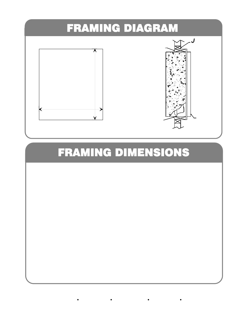 Framing diagram, Framing dimensions | Hired-Hand Mega Flow SlantWall Fans User Manual | Page 2 / 2