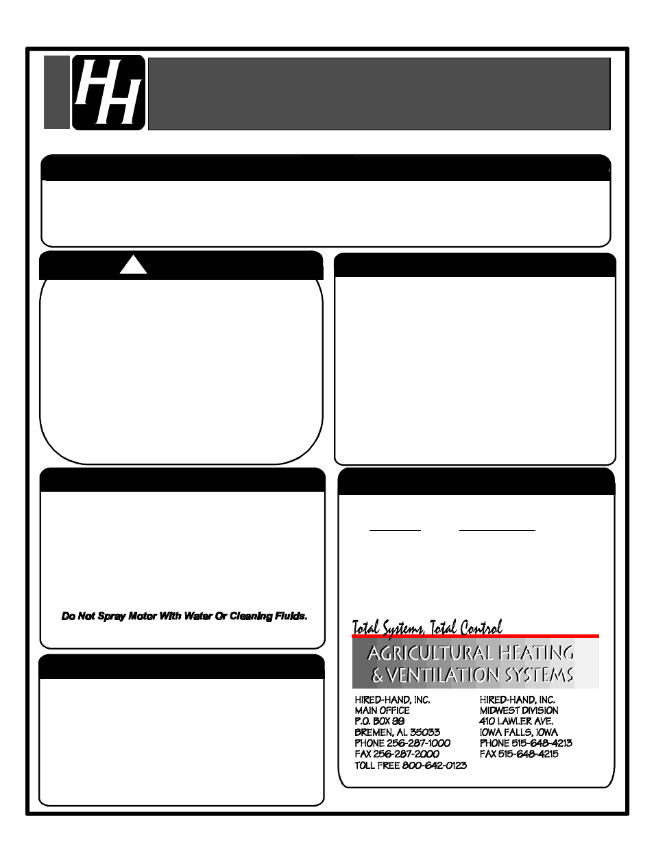 Hired-Hand Funnel Flow Fans Rev 10-98 User Manual | 1 page