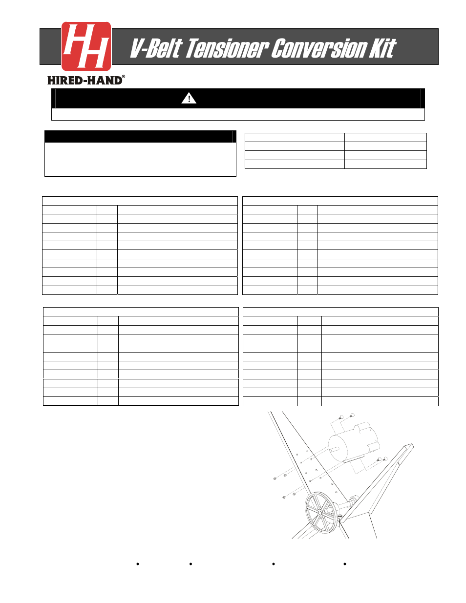 Hired-Hand Mega Flow SlantWall Fans: V-Belt Tensioner Conversion Kit User Manual | 2 pages