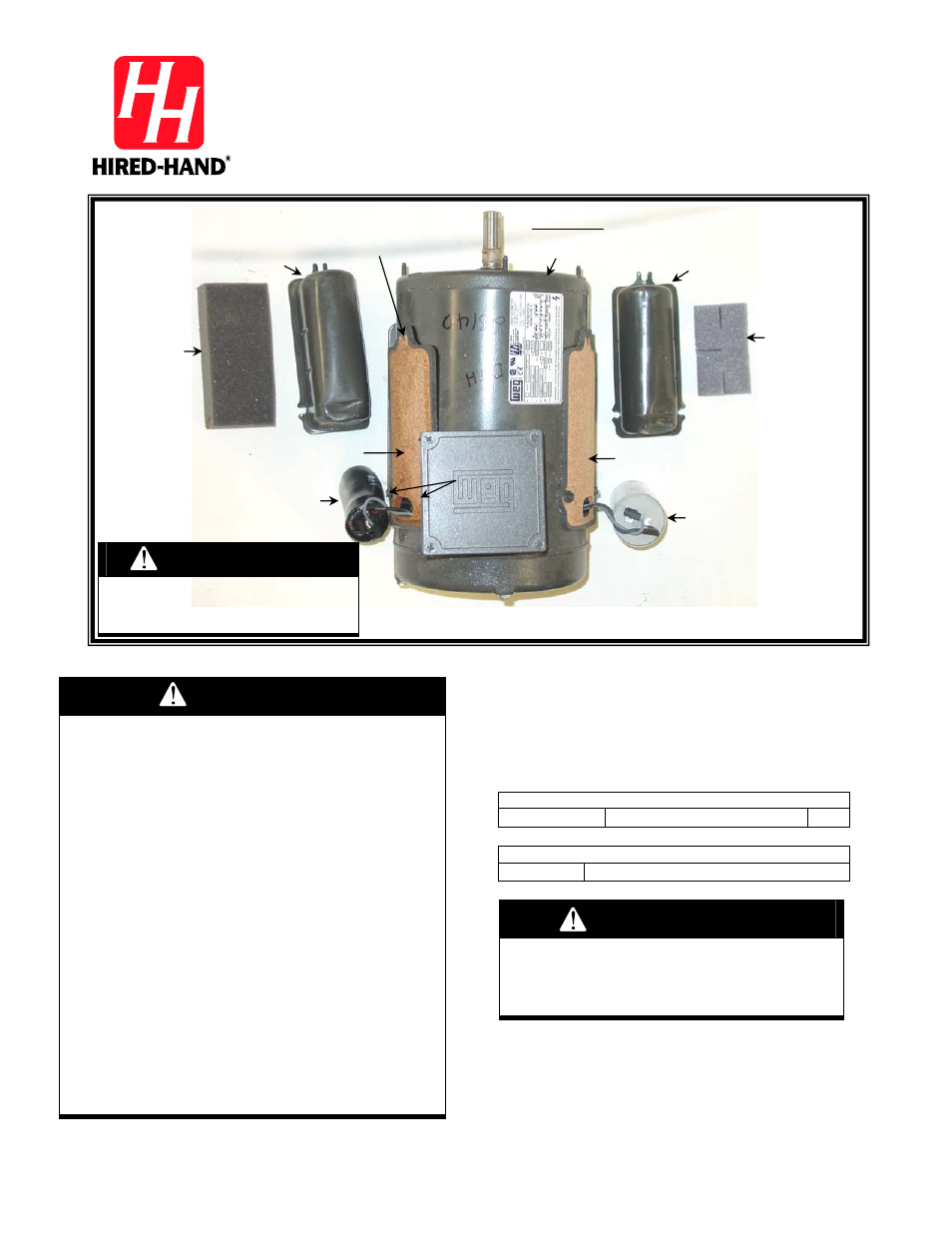 Hired-Hand Mega Flow SlantWall Fans: Fan Motor Start Capacitor User Manual | 2 pages