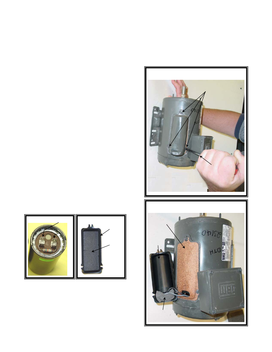 Locate & identify the start capacitor | Hired-Hand Mega Flow SlantWall Fans: Fan Motor Start Capacitor User Manual | Page 2 / 2