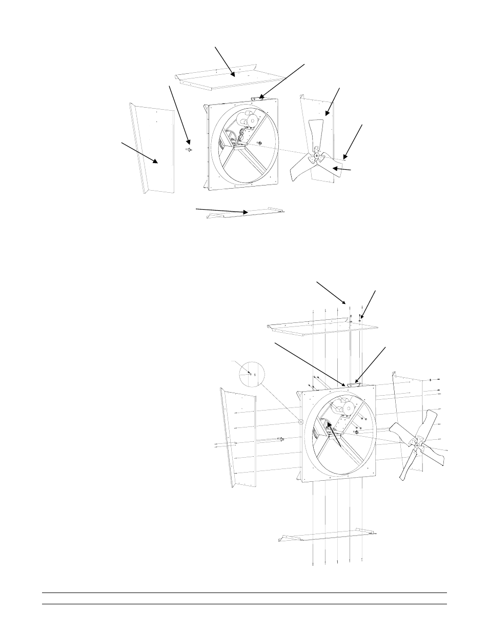 Mega flow, Fan & cone installation | Hired-Hand Mega Flow SlantWall Fans: 36 48 & 52 Mega Flow Cone Fan Unassembled User Manual | Page 7 / 12
