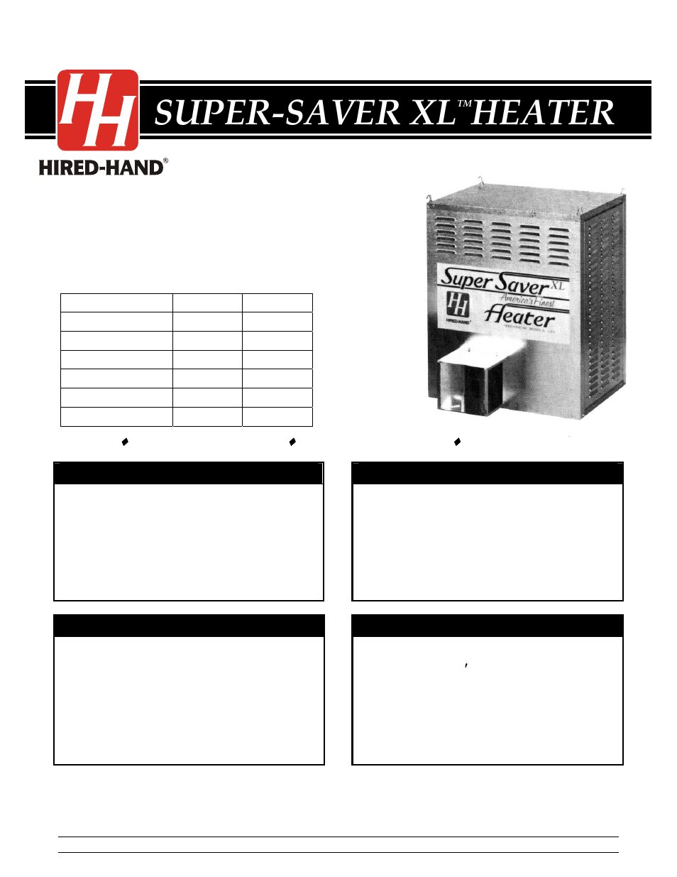 Hired-Hand Super-Savers (Forced Air Heaters) XL: HH-SS-175-XL User Manual | 21 pages