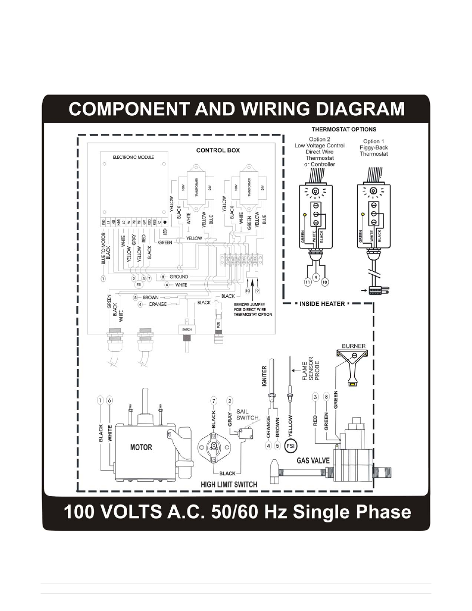 Component and wiring diagram | Hired-Hand Super-Savers (Forced Air Heaters) XL: HH-SS-175-XL User Manual | Page 8 / 21