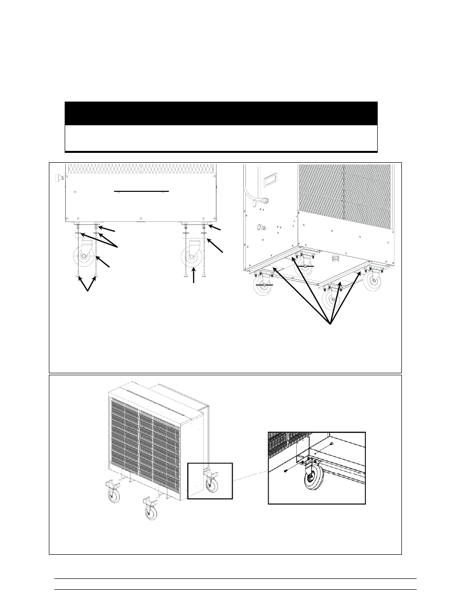 Warning, Installation and preparation, 18 inch polarcool caster installation | Hired-Hand Polar Cool: Portable Evaporative Cooling System User Manual | Page 6 / 22