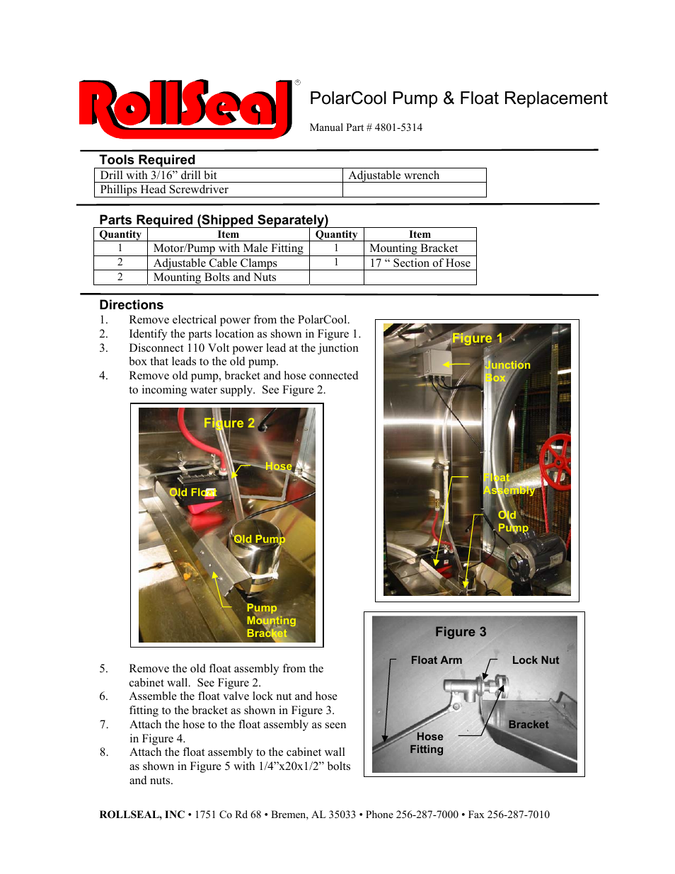 Hired-Hand Polar Cool: Pump & Float Replacement User Manual | 2 pages