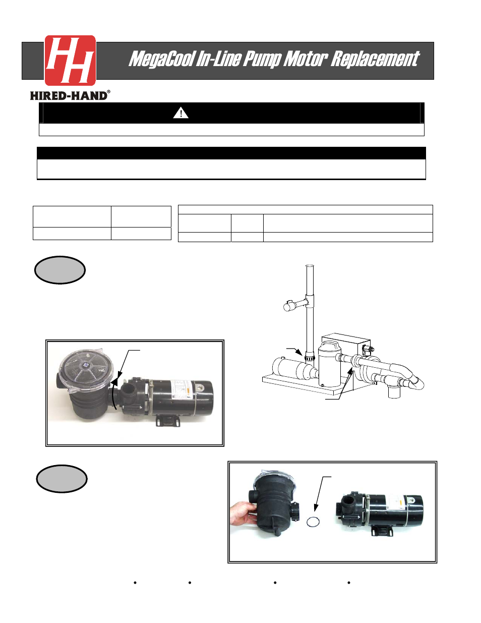 Hired-Hand Mega-Cool: In-Line Pump Motor Replacement User Manual | 2 pages