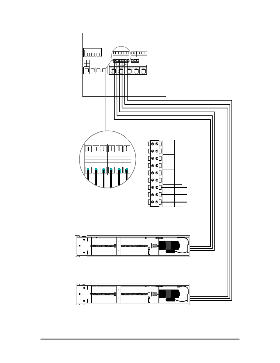 Connection of powertrak fan switch to system 500, Powertrak, Black shield shield shield black | Black, Outside sensor inside sensor 1 inside sensor 2, Open, Open close close out out, System-500 board, Tunnel curtain main curtain, Open out close | Hired-Hand System 500 Power Curtain Controller User Manual | Page 20 / 31