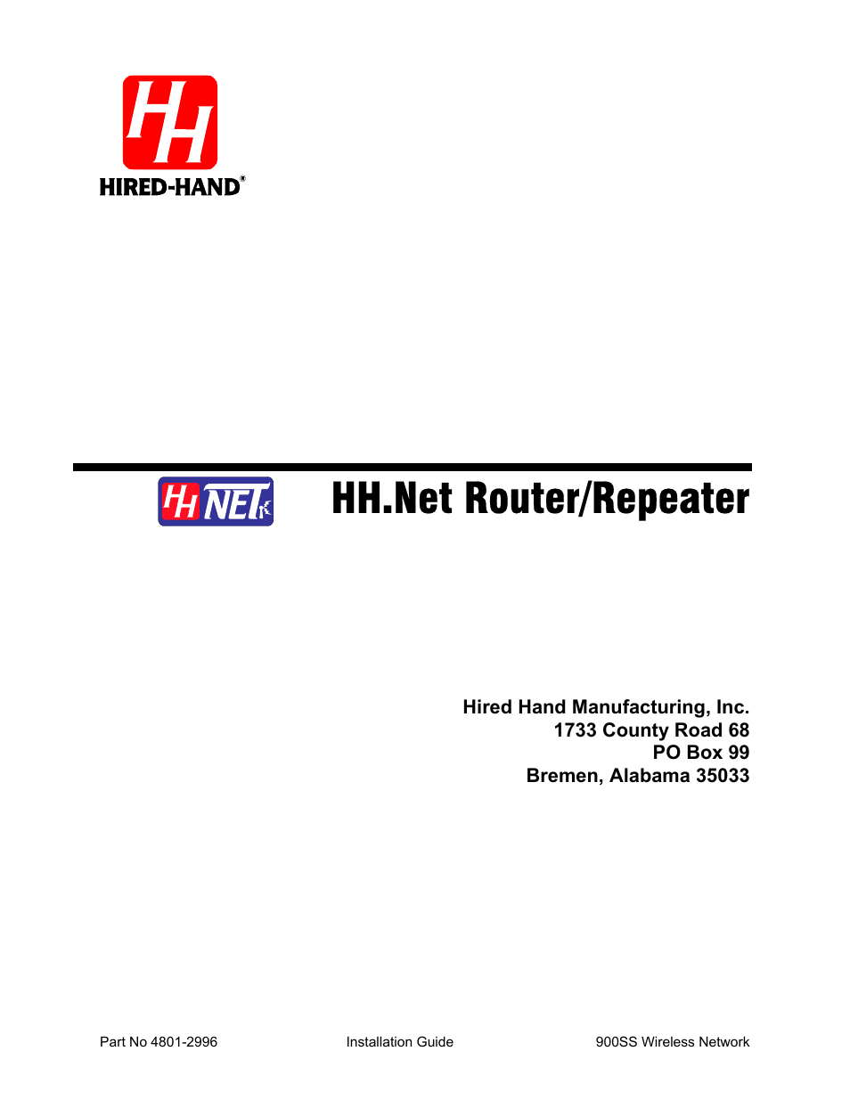 Hired-Hand HH Software: HH.Net Router/Repeater User Manual | 8 pages