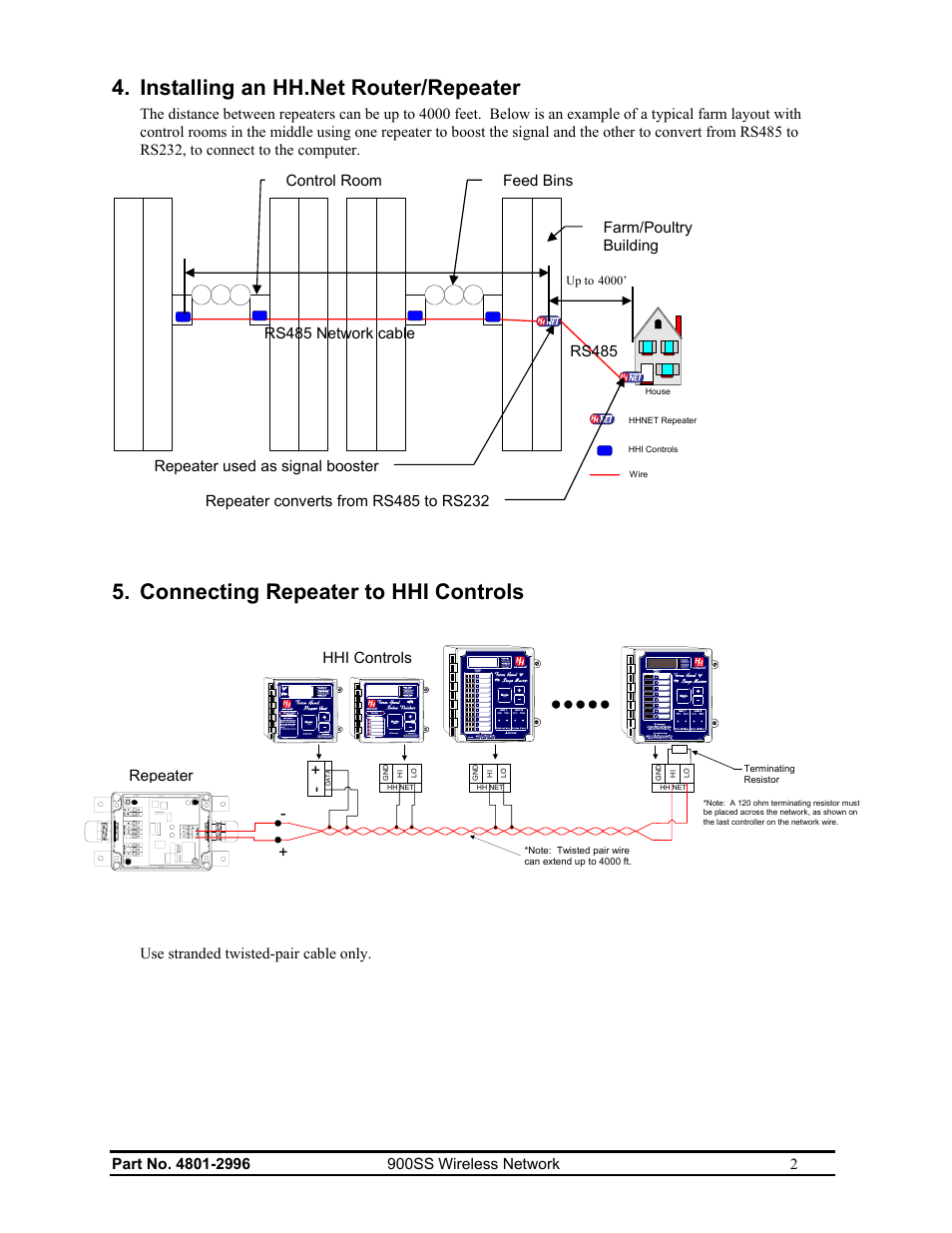 Connecting repeater to hhi controls | Hired-Hand HH Software: HH.Net Router/Repeater User Manual | Page 4 / 8