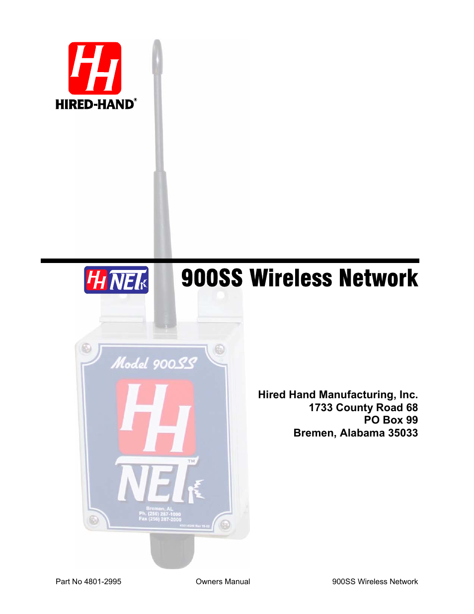 Hired-Hand HH Software: 900SS Wireless Network User Manual | 10 pages