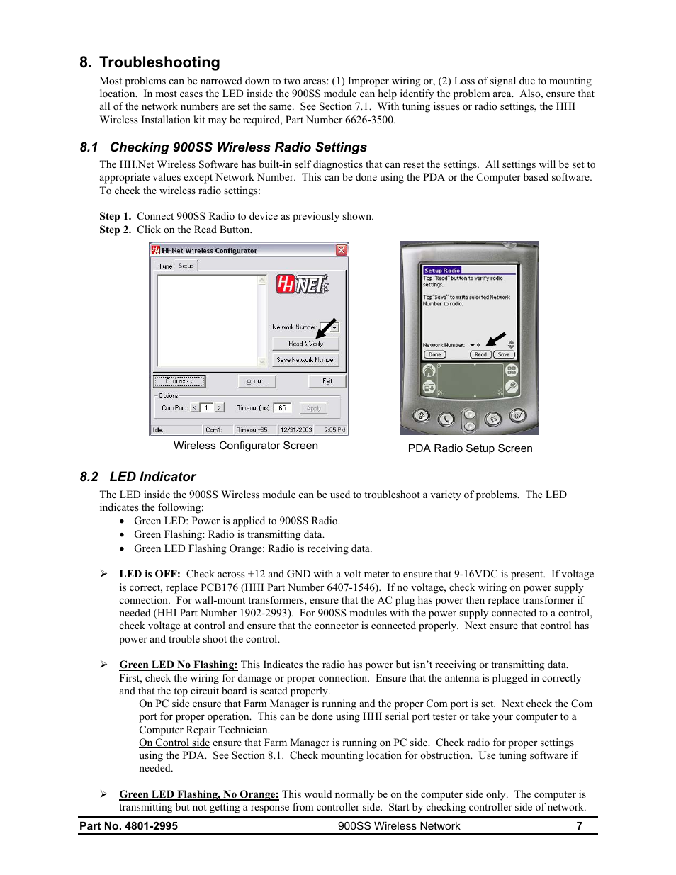 Troubleshooting | Hired-Hand HH Software: 900SS Wireless Network User Manual | Page 9 / 10