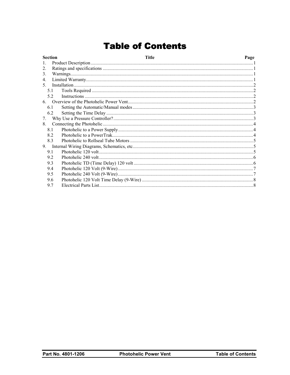 Hired-Hand Electro Mechanical Controls (Relay-Switches): PHOTOHELIC POWER VENT User Manual | Page 2 / 10